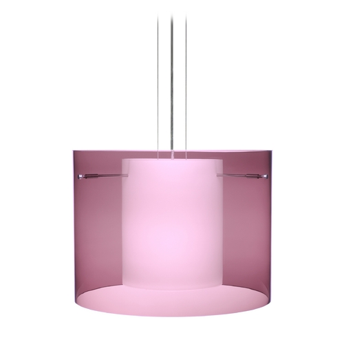 Besa Lighting Modern Pendant Light Purple Glass Satin Nickel by Besa Lighting 1KG-A00707-SN