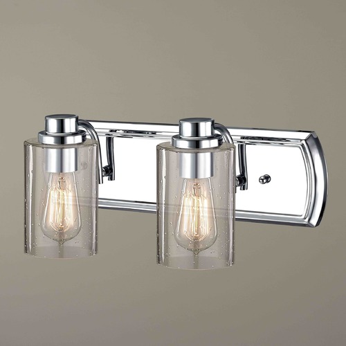 Transitional Seeded Glass Bathroom Light Chrome 2 Lt