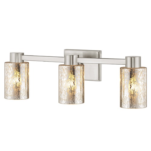 3-Light Mercury Glass Bathroom Light Satin Nickel