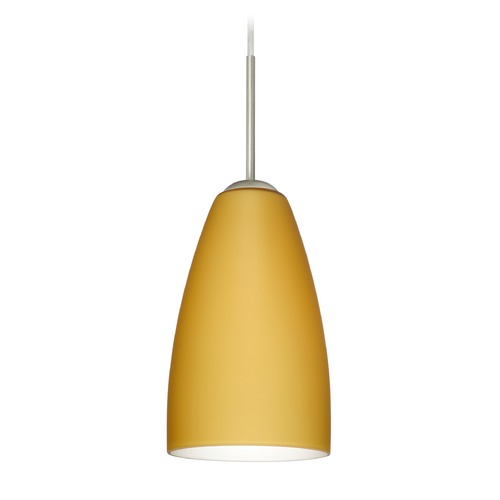 Besa Lighting Besa Lighting Riva Satin Nickel LED Mini-Pendant Light with Oblong Shade 1JT-1511VM-LED-SN