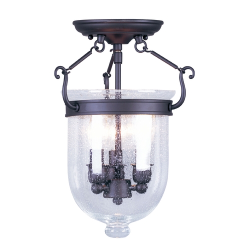 Livex Lighting Seeded Glass Semi-Flushmount Light Bronze Livex Lighting 5081-07