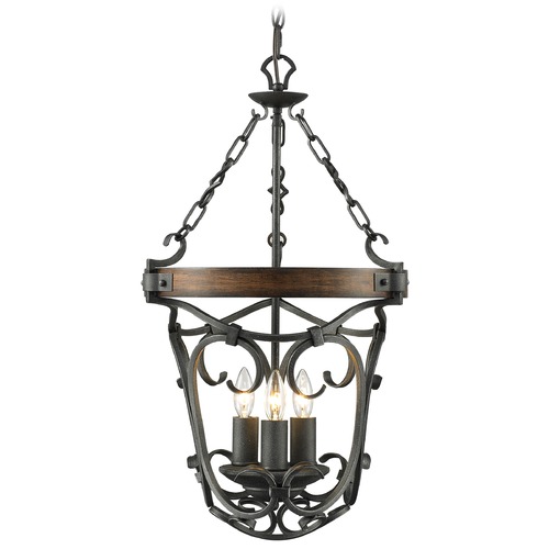 Golden Lighting Madera Black Iron Pendant by Golden Lighting 1821-3P BI