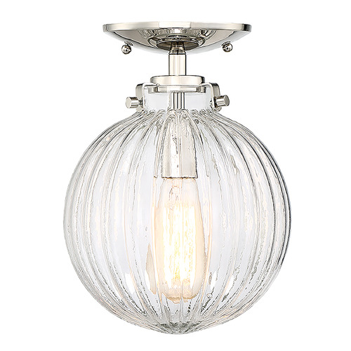 8-Inch Globe Semi-Flush Mount in Polished Nickel by Meridian