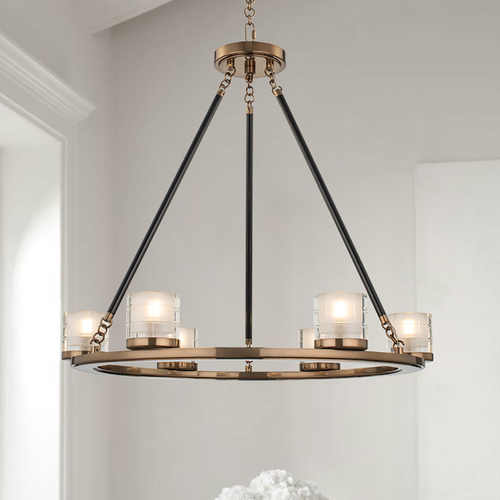 Library LED 6-Light Chandelier in Library Brass Finish by Kalco Lighting