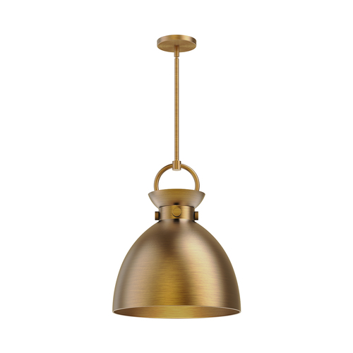 Alora Lighting Waldo Aged Gold Pendant Light with Bowl / Dome Shade