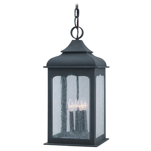 Troy Lighting Outdoor Hanging Light with Clear Glass in Colonial Iron Finish F2018CI