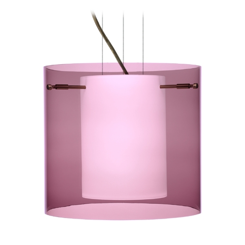 Modern Pendant Light Purple Glass Bronze by Besa Lighting
