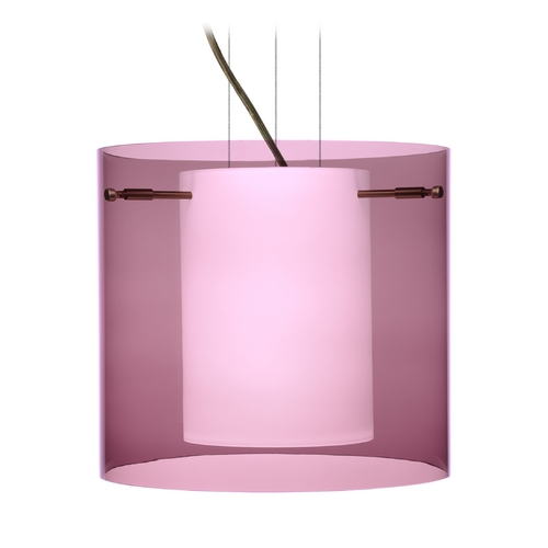 Besa Lighting Modern Pendant Light Purple Glass Bronze by Besa Lighting 1KG-A18407-BR