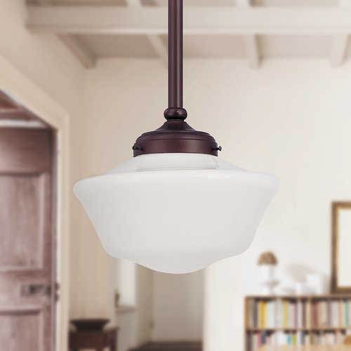 Bronze 10-Inch Schoolhouse Mini-Pendant Light