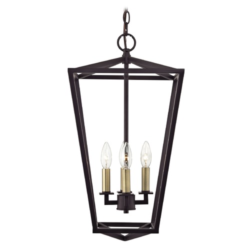 Design Classics Lighting Lantern Pendant Light 4-Lt 23-Inch Tall Bronze and Brass 1798-30/72