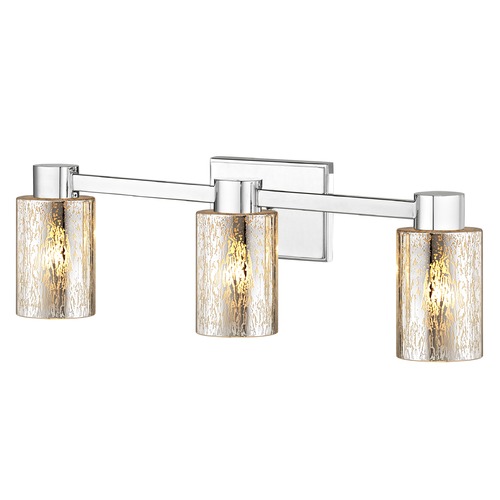 Design Classics Lighting 3-Light Mercury Glass Bathroom Light Chrome 2103-26 GL1039C