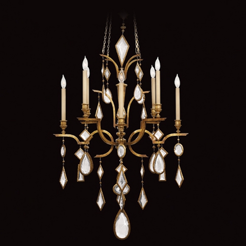 Fine Art Lamps Encased Gems Gold Leaf Crystal Chandelier