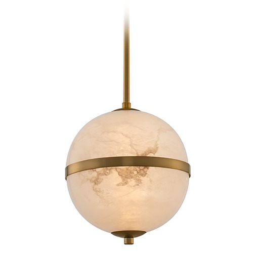Canterbury 10-Inch LED Mini Pendant in Winter Brass & Alabaster by Kalco Lighting