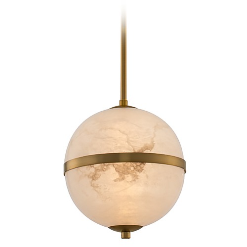 Kalco Lighting Canterbury 10-Inch LED Mini Pendant in Winter Brass & Alabaster by Kalco Lighting 512511WB