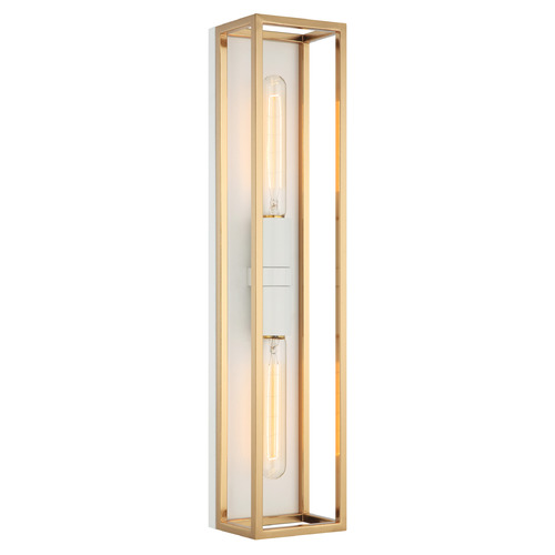 Matteo Lighting Matteo Lighting Shadowbox White & Aged Gold Brass LED Vertical Bathroom Light S15122WHAG