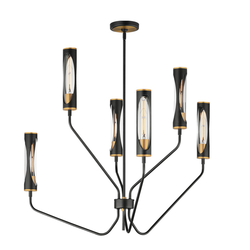 Regent 6-Light Pendant in Black & Antique Brass by Maxim Lighting