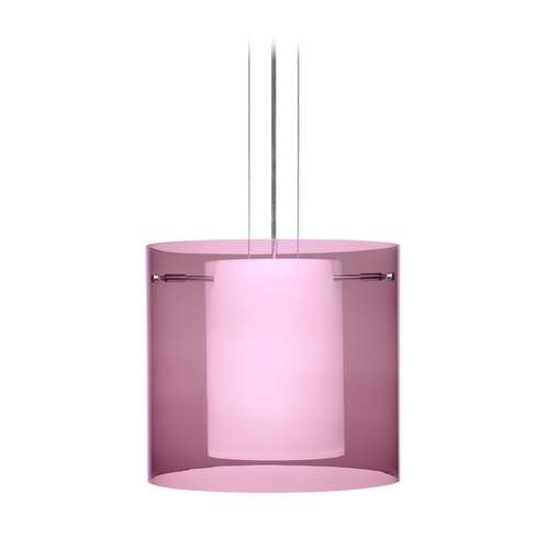 Modern Pendant Light Purple Glass Satin Nickel by Besa Lighting