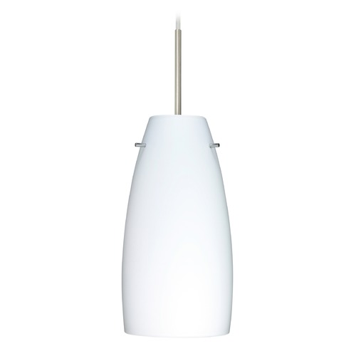 Besa Lighting Tao Satin Nickel LED Mini-Pendant Light with Oblong Shade