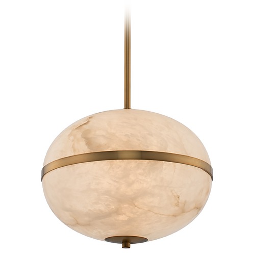 Kalco Lighting Canterbury 16-Inch LED Pendant in Winter Brass & Alabaster Stone by Kalco Lighting 512555WB