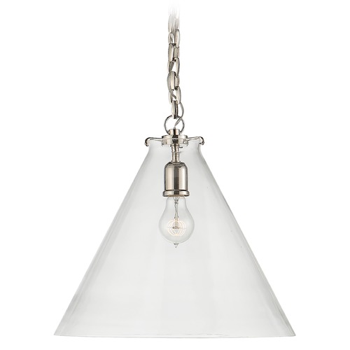 Visual Comfort Signature Collection Thomas OBrien Katie Conical Pendant in Nickel by Visual Comfort Signature TOB5226PNG6CG
