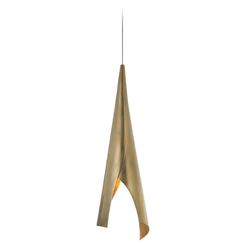 Visual Comfort Signature Collection Kelly Wearstler Piel Wrapped Pendant in Brass by Visual Comfort Signature KW5632AB