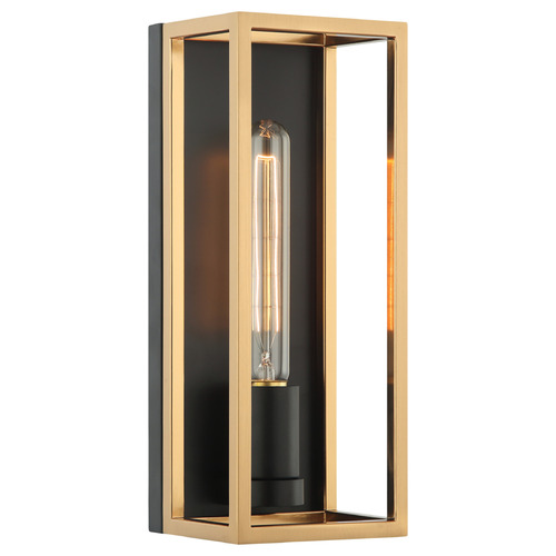 Matteo Lighting Shadowbox Black & Aged Gold Brass LED Sconce
