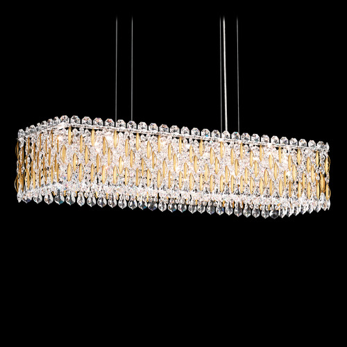 Schonbek Worldwide Lighting Sarella Heirloom Gold Island Light with Rectangle Shade