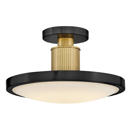 Hinkley Kieran Black & Lacquered Brass LED Semi-Flushmount Light