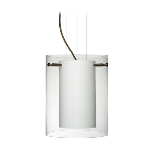 Modern Pendant Light White Glass Bronze by Besa Lighting