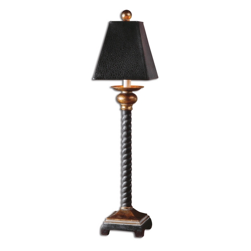 Floor Lamp with Black Shade in Dark Bronze Finish