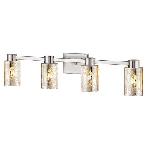4-Light Mercury Glass Bathroom Light Satin Nickel