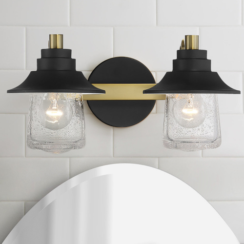 Westfield Manor Sand Coal with Soft Brass Bathroom Light by Minka Lavery