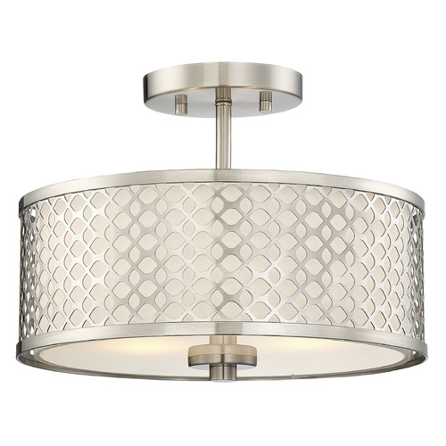13-Inch Semi-Flush Mount in Brushed Nickel by Meridian