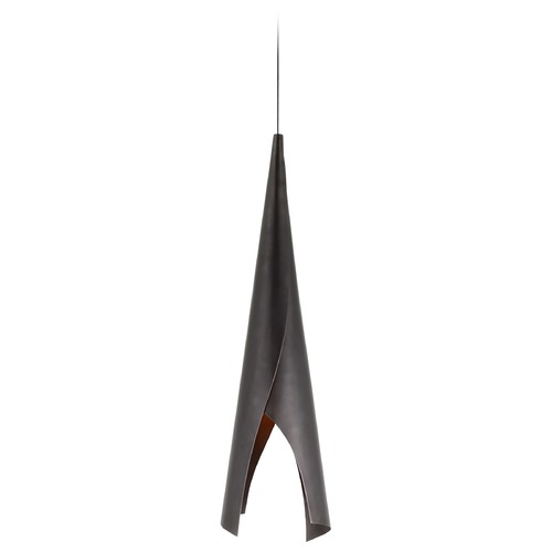 Visual Comfort Signature Collection Kelly Wearstler Piel Wrapped Pendant in Bronze by Visual Comfort Signature KW5632BZ