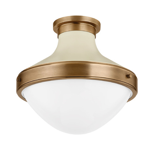 Troy Lighting Maxton Patina Brass and Soft Sand LED Flushmount Light