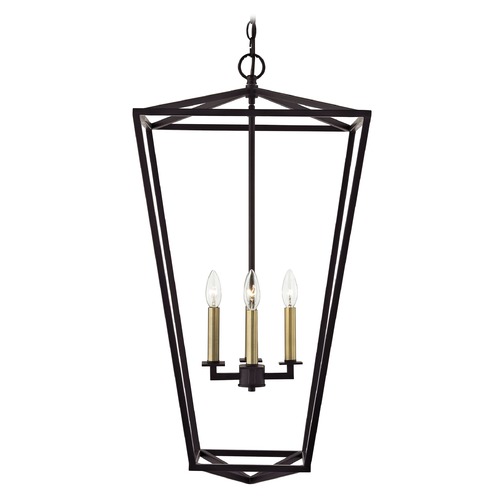 Design Classics Lighting Lantern Pendant Light 4-Lt 33-Inch Tall Bronze and Brass 1799-30/72