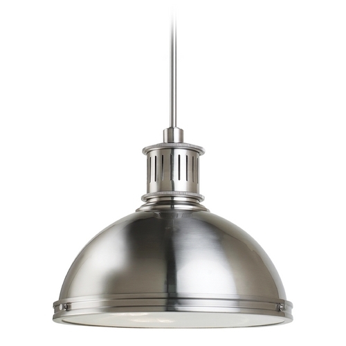 Pratt Street Metal Pendant in Brushed Nickel by Generation Lighting
