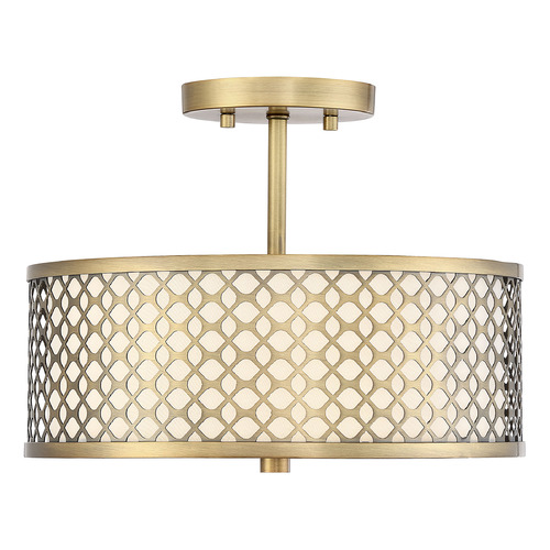13-Inch Semi-Flush Mount in Natural Brass by Meridian