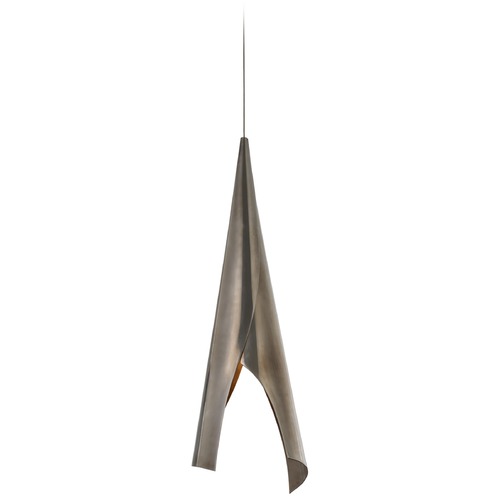 Visual Comfort Signature Collection Kelly Wearstler Piel Wrapped Pendant in Pewter by Visual Comfort Signature KW5632PWT