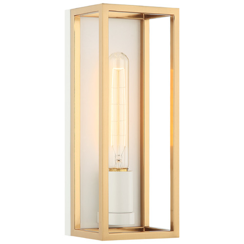 Matteo Lighting Matteo Lighting Shadowbox White & Aged Gold Brass LED Sconce S15141WHAG