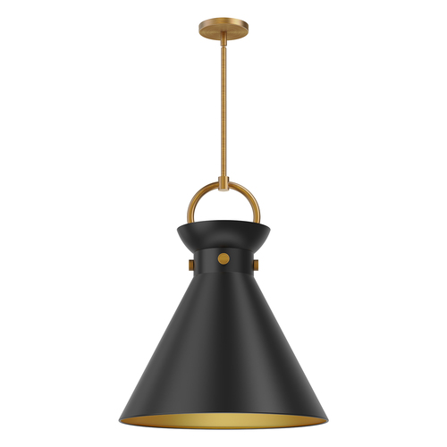 Alora Lighting Alora Lighting Emerson Aged Gold & Matte Black Pendant Light with Conical Shade PD412018AGMB