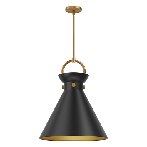 Alora Lighting Emerson Aged Gold & Matte Black Pendant Light with Conical Shade