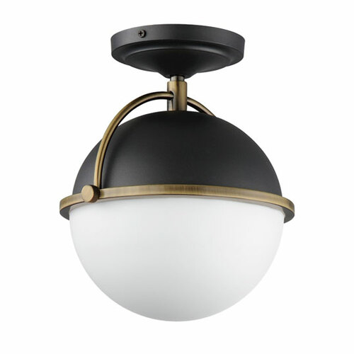 Duke Semi-Flush Mount in Black & Weathered Brass by Maxim Lighting