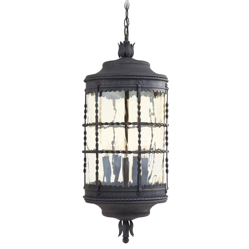 Outdoor Hanging Light with Clear Glass in Spanish Iron Finish