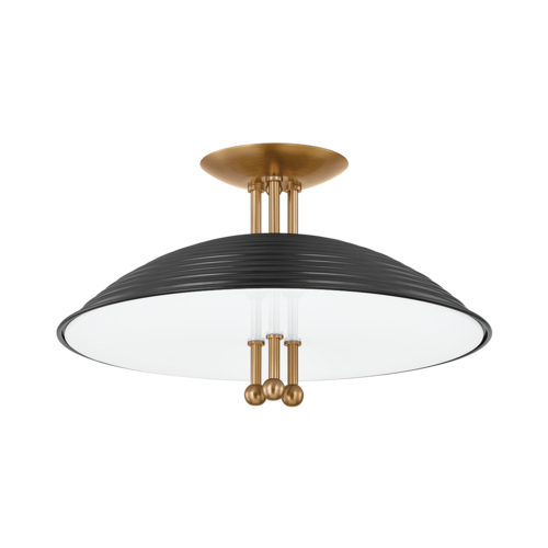Troy Lighting Larkin 16-Inch Semi-Flush in Patina Brass & Black by Troy Lighting C4416-PBR/SBK