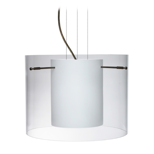 Modern Pendant Light White Glass Bronze by Besa Lighting