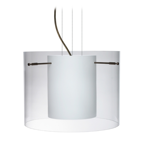 Besa Lighting Modern Pendant Light White Glass Bronze by Besa Lighting 1KG-C00707-BR