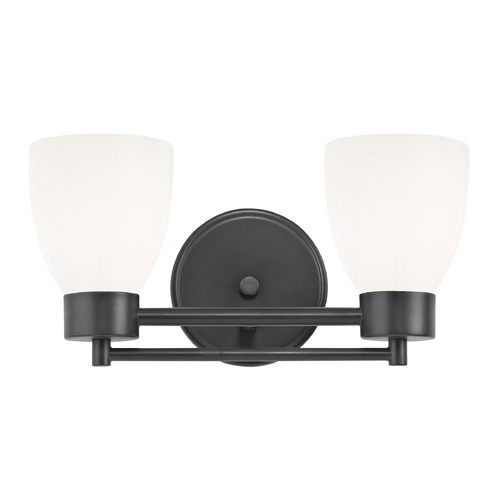 Design Classics Lighting Modern Bathroom Light White Glass Black 2 Lt 702-07 GL1024MB