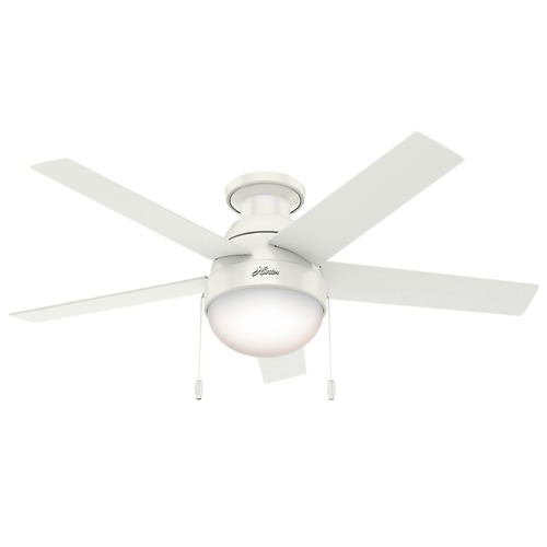 Hunter Fan Company 46-Inch Hunter Fan Anslee Low Profile Fresh White Ceiling Fan with Light 59269