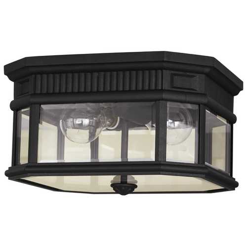 Cotswold Lane 2-Light Outdoor Flush Mount in Black by Generation Lighting